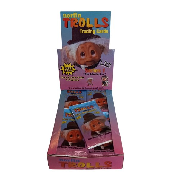 Norfin Trolls Series 1 Trading Cards Box 48 Packs 7 Per Pack Sealed 1992 Vintage - Picture 9 of 12